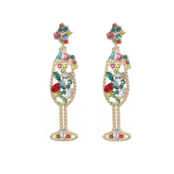3/$35 NEW Vibrant Retro Simple Style Geometric Rhinestones Drop Earring - Picture 3 of 8